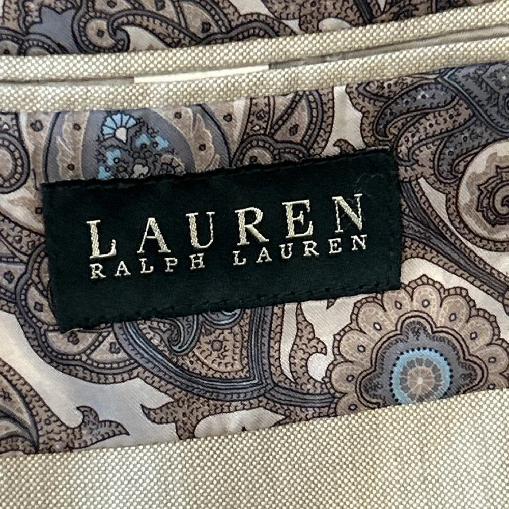 Lauren Ralph Lauren Blazer Mens 43R Tan Two Button Paisley Lining Sport Coat